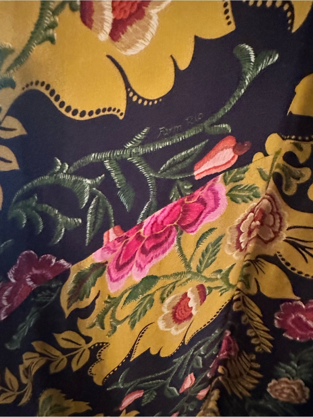 FARM Rio Black Maxi Dress with Mustard and Pink Floral Print - Picture 2 of 5